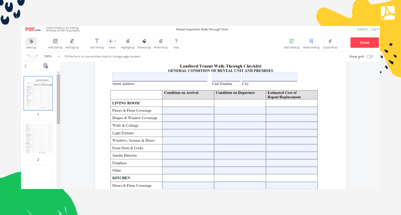 Rental Inspection Pdf Forms For Free Rental 0086