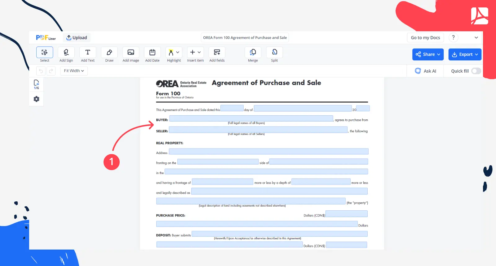 Screenshot OREA Form 100 clauses