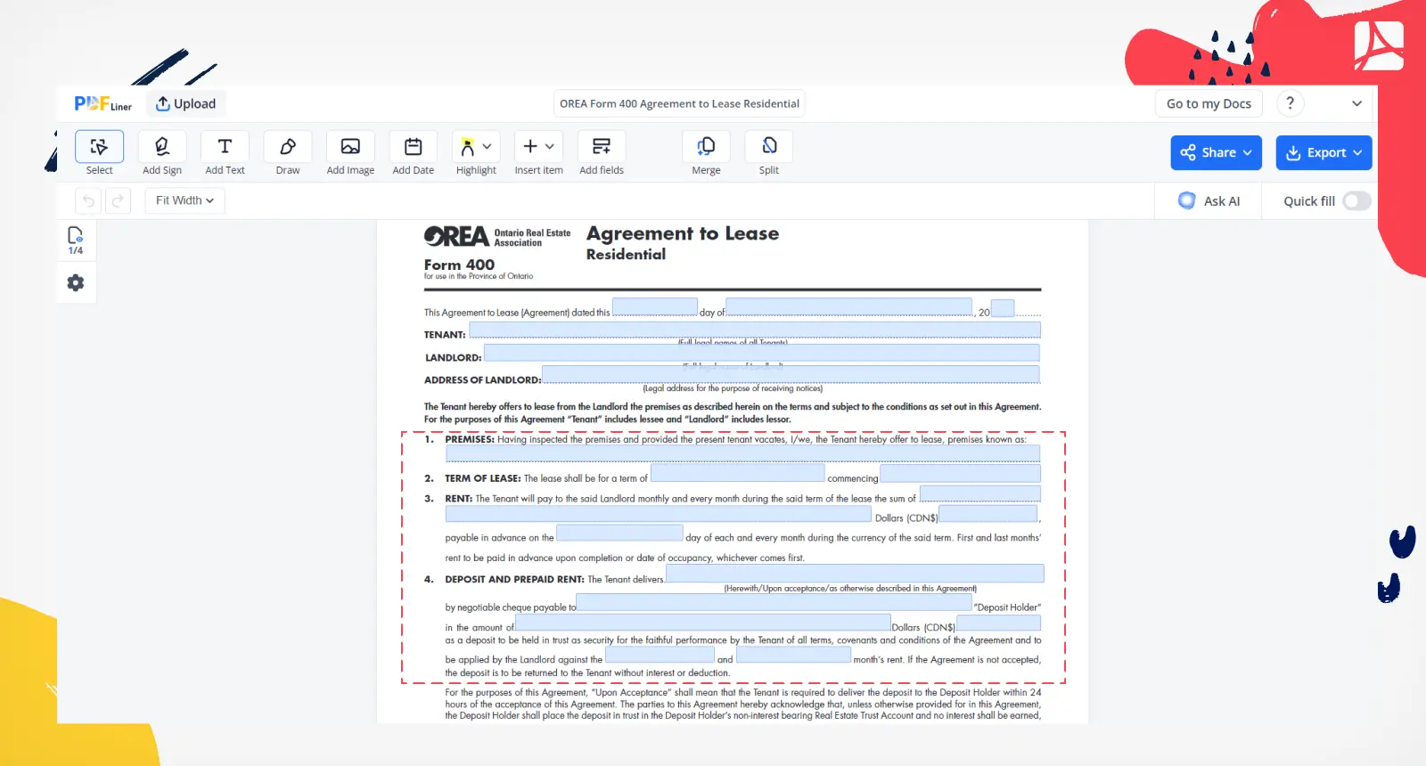 Screenshot OREA Form 400 details