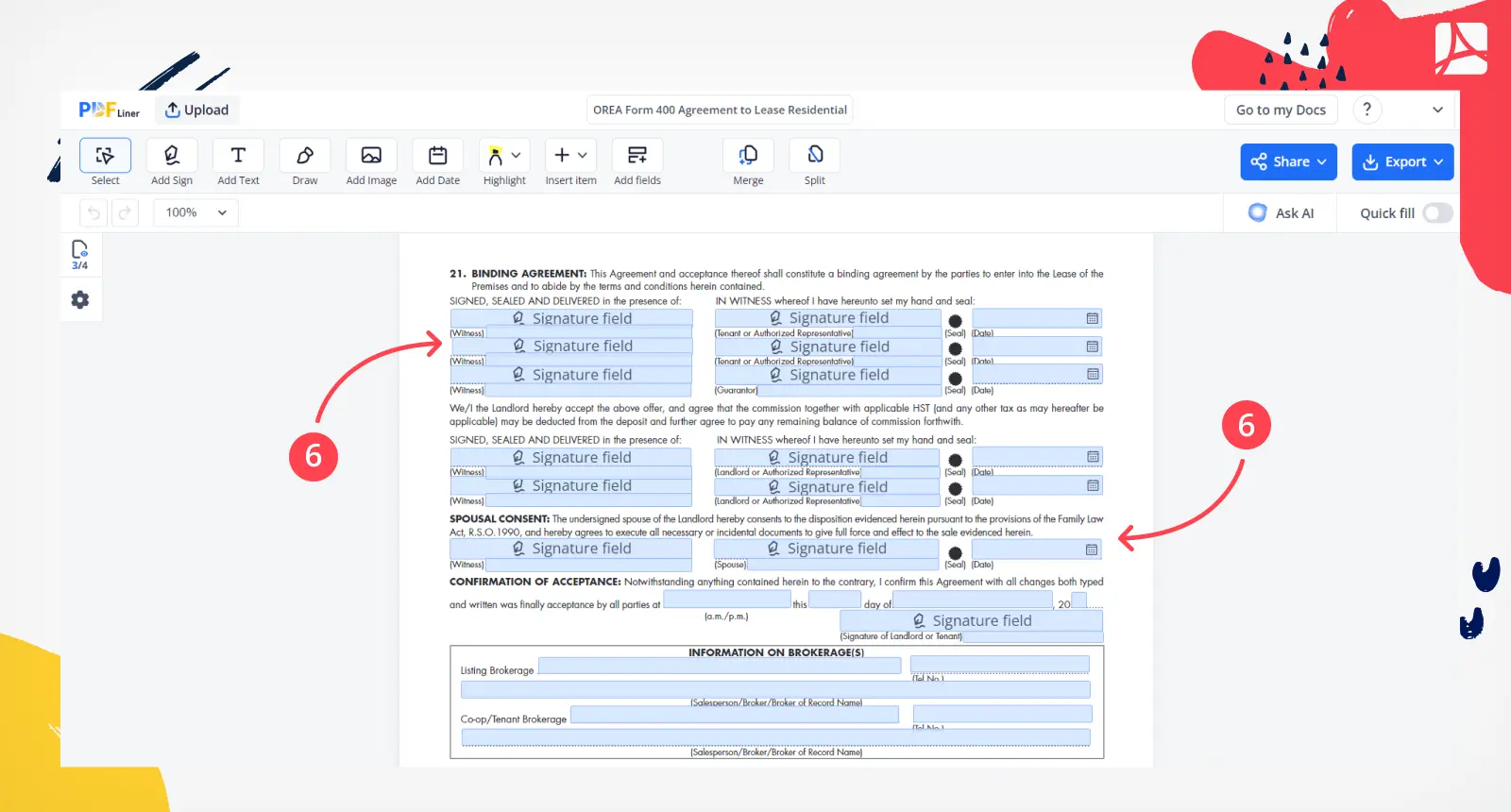 Screenshot 400 OREA Form signing